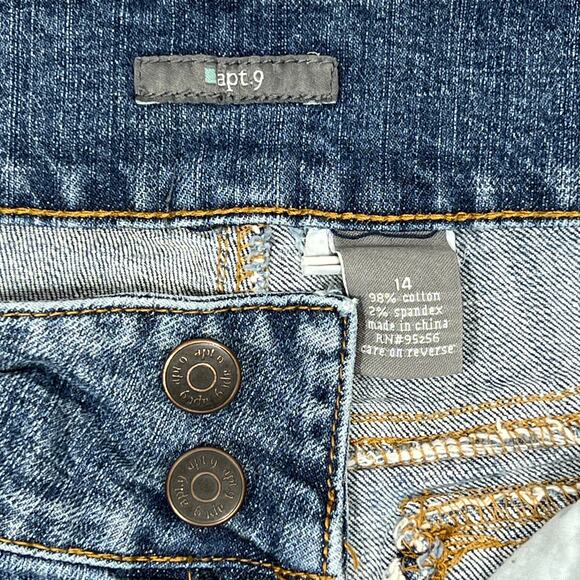 Y2K Grunge Bermuda Jean Shorts Sz 14 Stretch Denim Retro 90s Skater Wide Waist - Picture 7 of 13